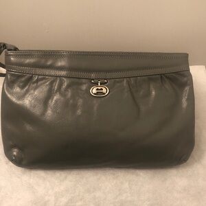 Etienne Agner Vintage Charcoal Leather Pouch, Excellent Condition